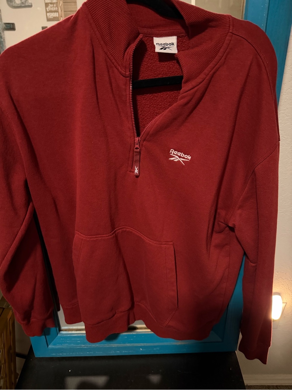 Reebok Maroon Half-Zip Pullover with White Logo